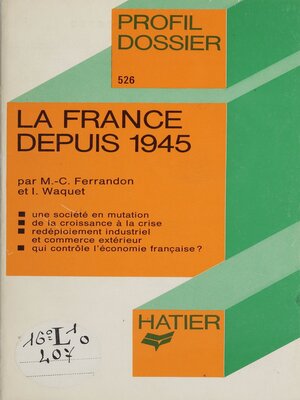 cover image of La France depuis 1945